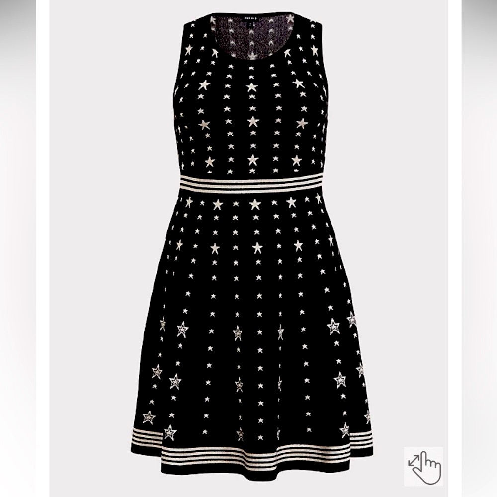 Torrid Black & White Star Sweater-Knit Skater Dress; Size 0 (12)
